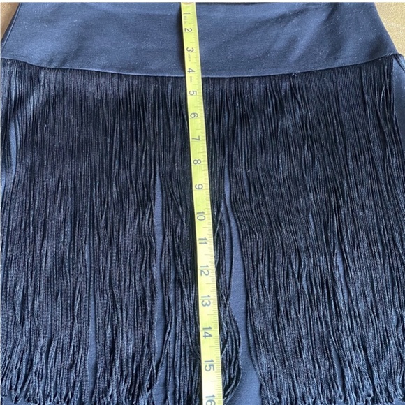 Cache Black Fringe Skirt-Size 6 - Picture 5 of 6